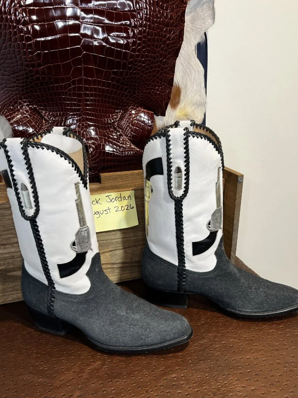 Custom Gunslinger Gray Calfskin Suede Cowboy Boots Fits 11EE/11.5D
